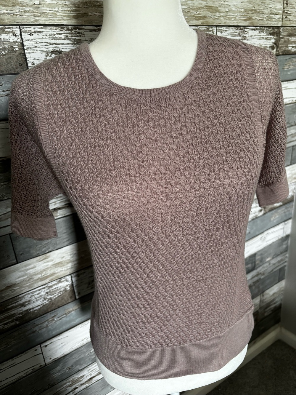 New York & Company Sleeve Knit Top Brown Workwear Casual Office Womens Size XS